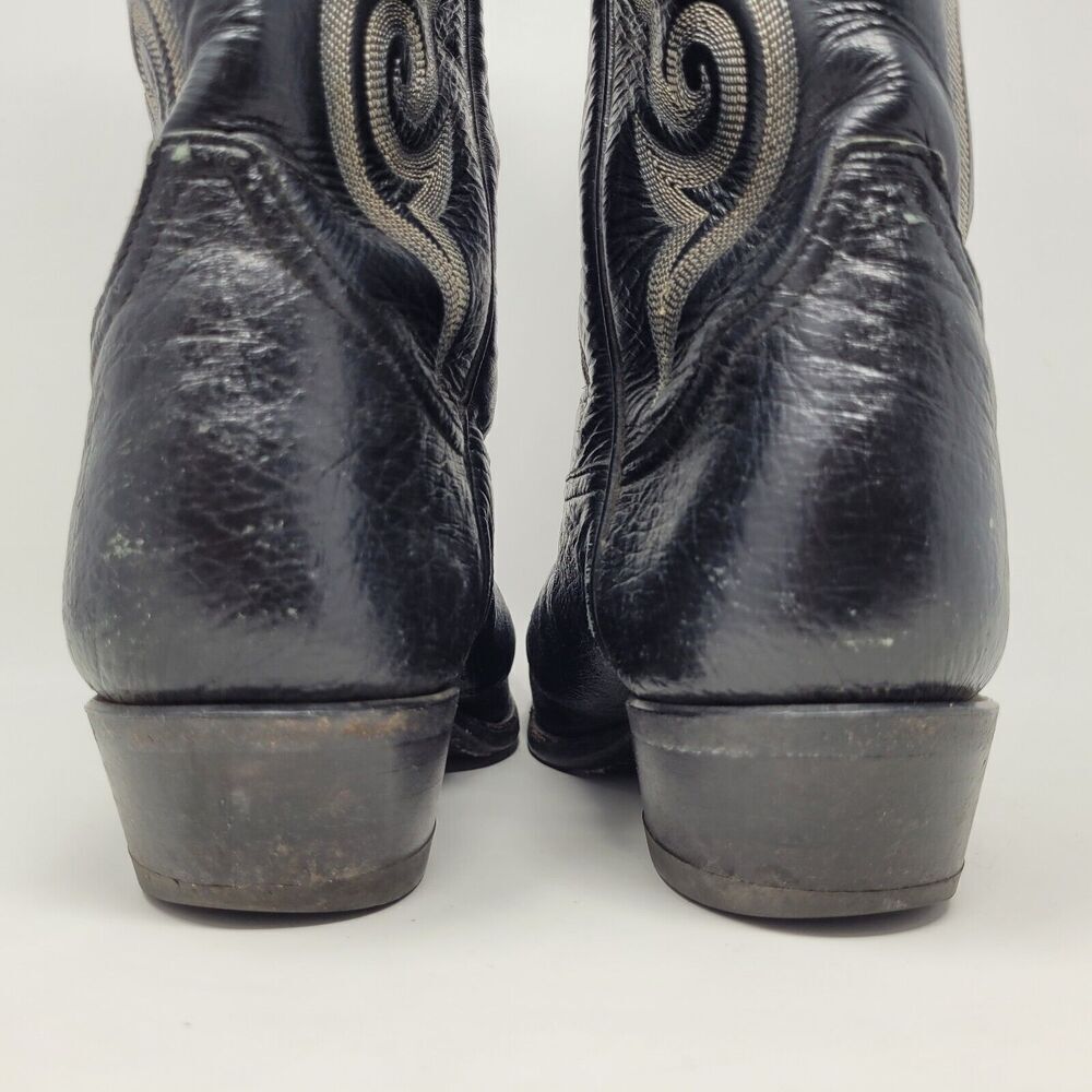 Tony Lama Boots Mens 8.5D Black Leather Western Cowboy Rodeo 8410 - Picture 8 of 11
